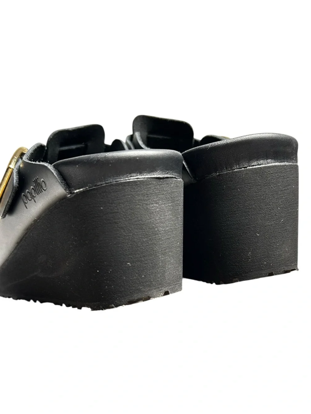 Birkenstock Fanny Ring Buckle Black Leather Platform Clogs EU 37 Medium / Narrow - Picture 7 of 12